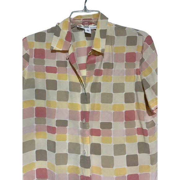 Vintage Josephine Chaus Women's Button Down Shirt Silk Blend Multicolor Size 8 - Picture 5 of 6